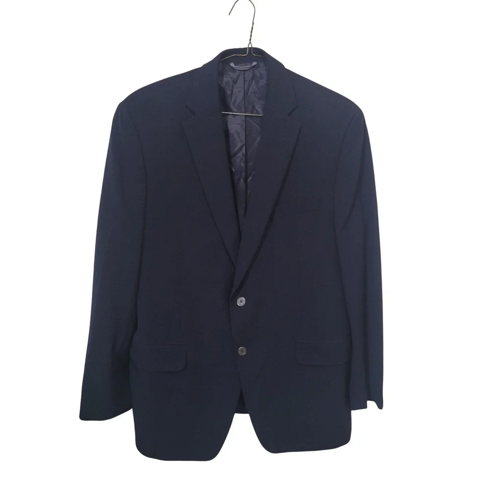 Michael Kors 44L Blazer Mens Navy Blue Two Button Stretch Sport Coat Long